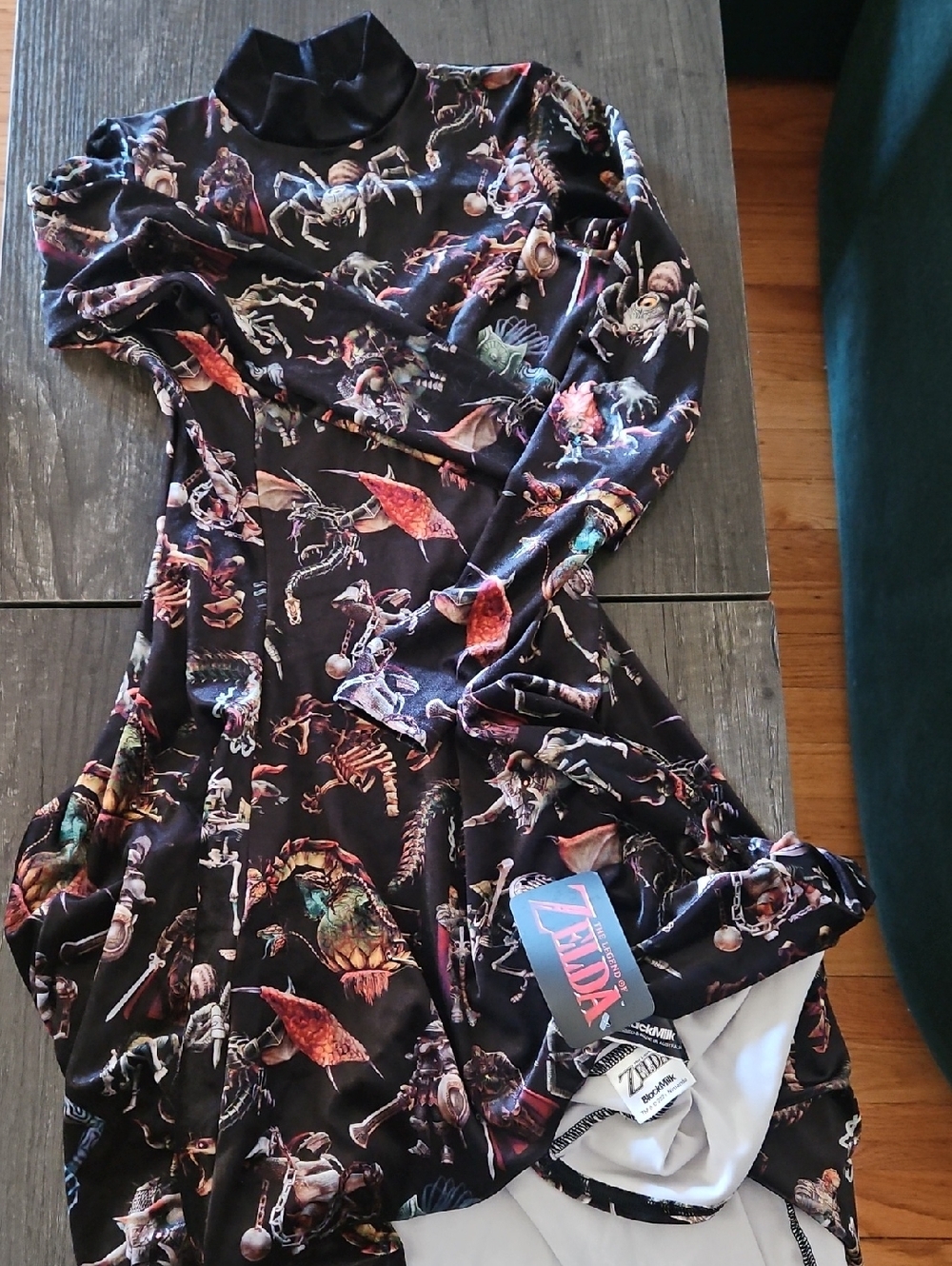 NWT Blackmilk Velvet Long-Sleeve Zelda Monster Print Dress